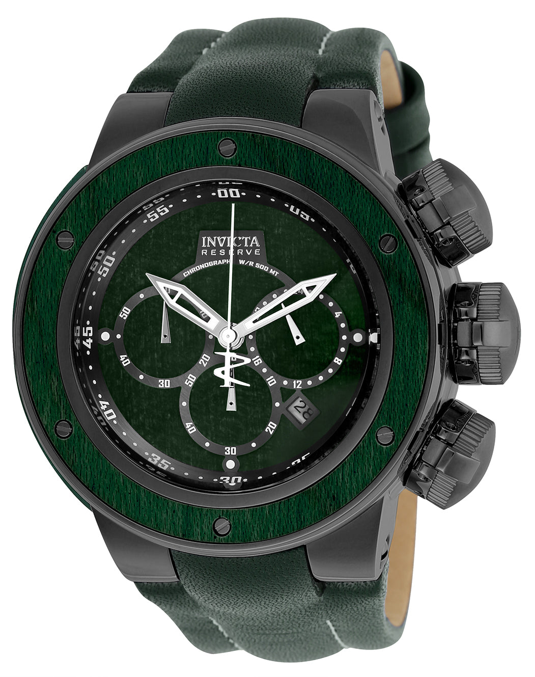 Invicta Men's 24438 Reserve Quartz Multifunction Green Wood, Gunmetal Dial Watch