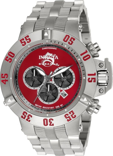 Invicta Men's 24448 Subaqua Quartz Chronograph Gunmetal, Red Dial Watch