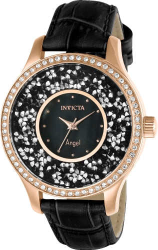 Invicta Women's 24565 Angel Quartz 3 Hand Black Dial Watch