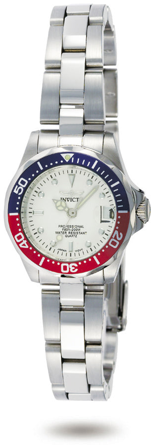 Invicta Women's 8940 Pro Diver Quartz 3 Hand Silver Dial Watch