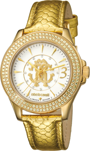 Roberto Cavalli Women's Watch RV1L002L0076 Crystals Gold IP