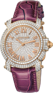 Roberto Cavalli Women’s RV1L008L0036 Stone Dial Gold Tone Roman Numerals Purple Leather Watch