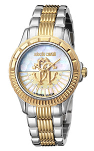 Roberto Cavalli Women's LOGO DIAL Watch RV2L014M0106 Two-Tone Steel MOP Dial